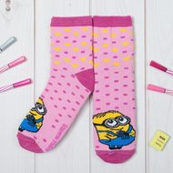 Носки "Миньон" сердечки и горошек, Гадкий Я, 16-18см (4-6л), 80%хл,17%пф,3%эл 2816204